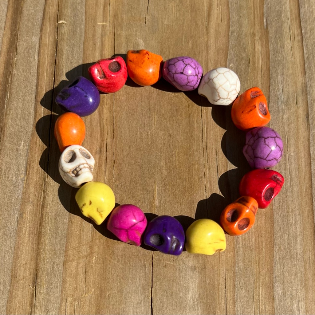 Mexican Skull Warm Tones Multicolored Bracelet! New!